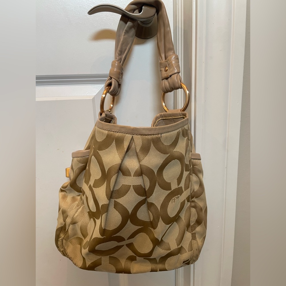 Coach Beige Signature Shoulder Bag